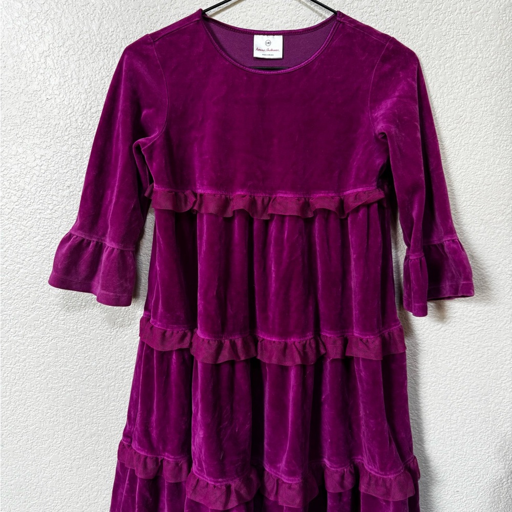 Hanna Andersson Purple Velvet Dress Sz 140